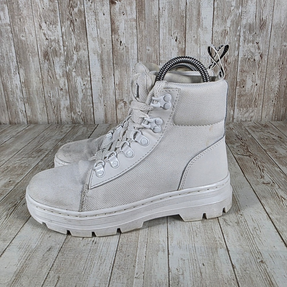 Dr. Martens Combs W White Canvas Platform Boots Womens Size US 6 UK 4 - Picture 3 of 8